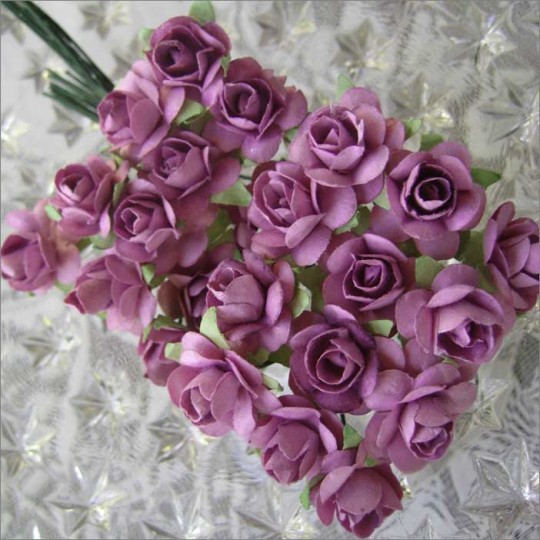 24 Pale Purple Petite Rose Paper Flowers