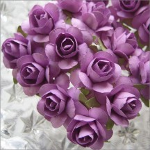 24 Lavender Small Rose Paper Flowers