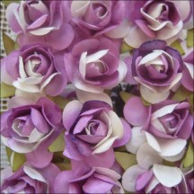 24 Purple Mix Small Rose Paper Flowers