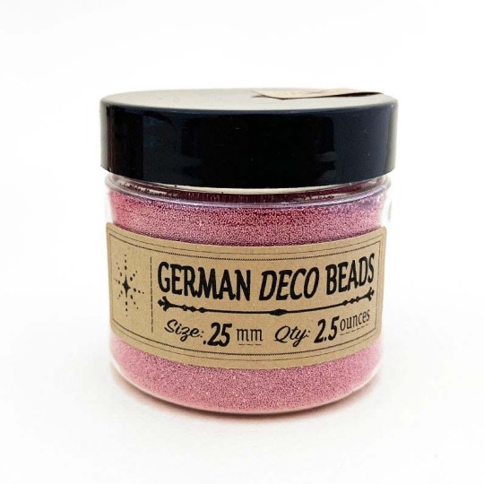 German Glass Deco Beads in METALLIC PINK ~ .25mm size ~ 2.5 oz in Jar