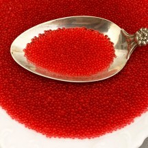 German Glass Deco Beads in CLEAR RED ~ 1mm size ~ 2.5 oz in Jar