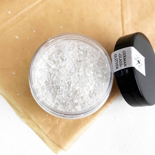 German Glass Glitter in Pearl White ~ Corase Grit ~ 2 oz in Jar