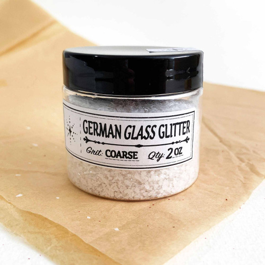German Glass Glitter in Pearl White ~ Corase Grit ~ 2 oz in Jar