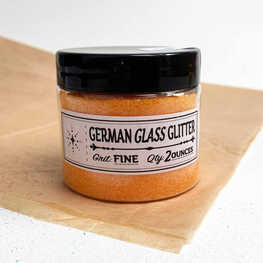 Clear Orange German Glass Glitter ~ Fine Grit ~ 2 oz in Jar