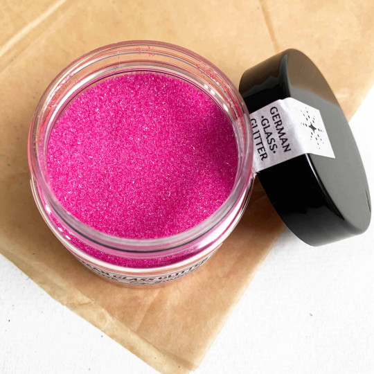 Clear Pink German Glass Glitter ~ Fine Grit ~ 2 oz in Jar