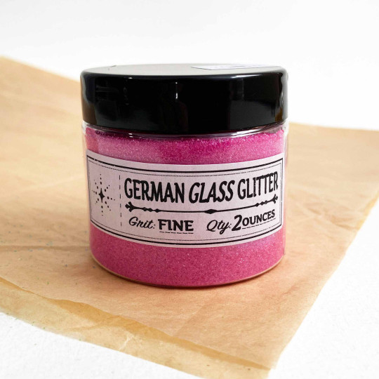 Clear Pink German Glass Glitter ~ Fine Grit ~ 2 oz in Jar