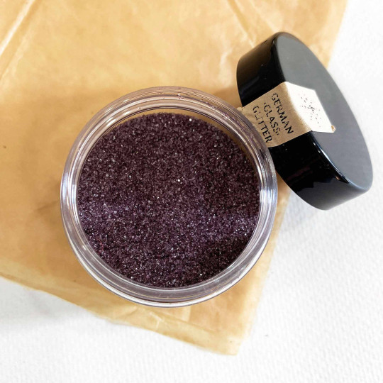 German Glass Glitter in Dark Plum Purple ~ Fine Grit ~ 2 oz in Jar