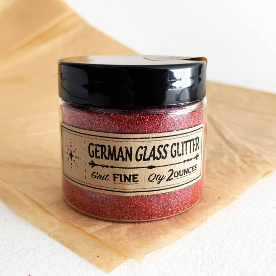 German Glass Glitter in Rosebud Red ~ Fine Grit ~ 2 oz in Jar