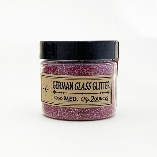 German Glass Glitter in Berry Pink ~ Medium Grit ~ 2 oz in Jar