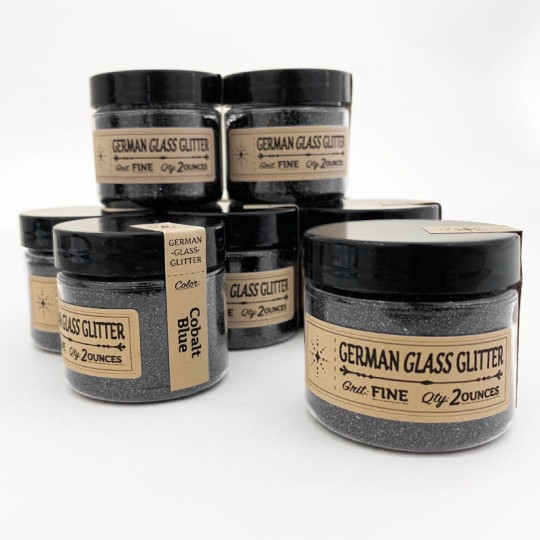 German Glass Glitter in Black ~ Fine Grit ~ 2 oz in Jar