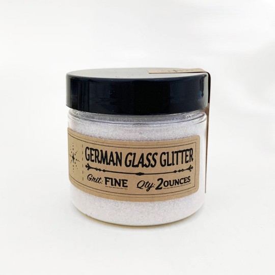 Clear German Glass Glitter ~ Fine Grit ~ 2 oz in Jar