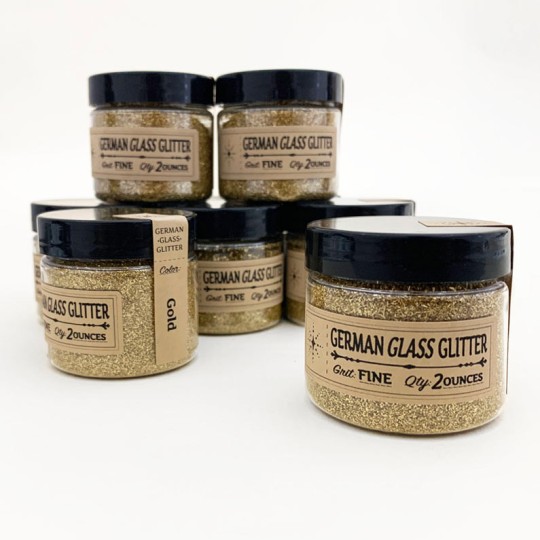 German Glass Glitter in Gold ~ Fine Grit ~ 2 oz in Jar