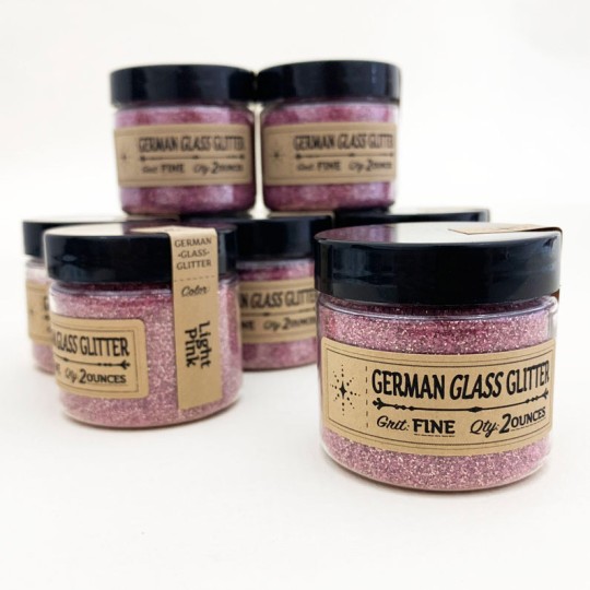 German Glass Glitter in Light Pink ~ Fine Grit ~ 2 oz in Jar