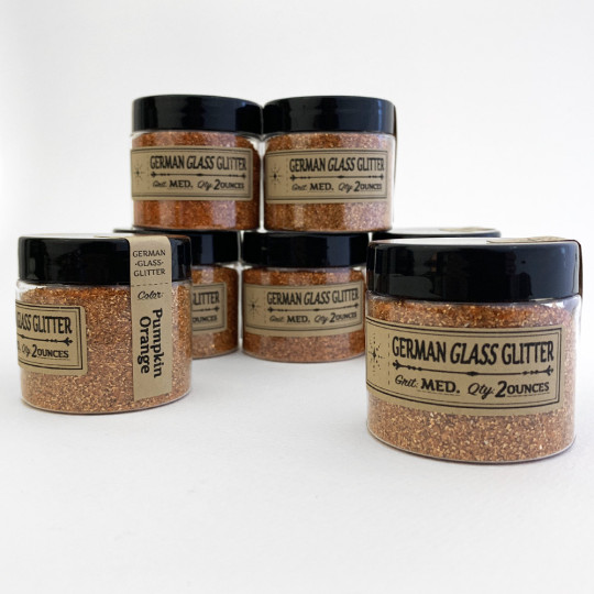 German Glass Glitter in Pumpkin Orange ~ Medium Grit ~ 2 oz in Jar