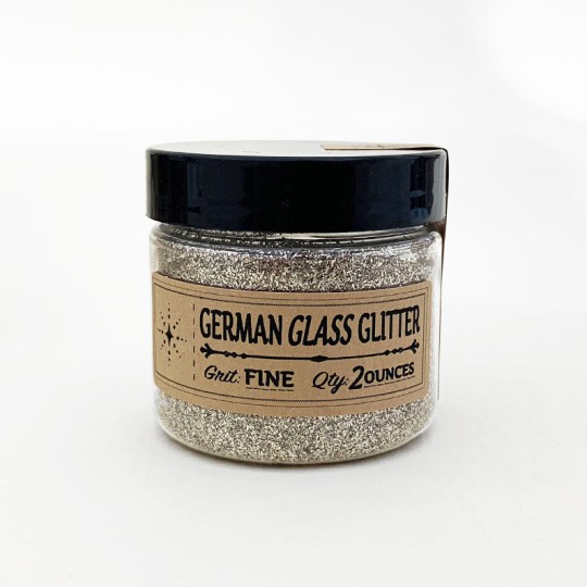 Silver German Glass Glitter ~ Fine Grit ~ 2 oz in Jar