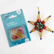 Glass Bead Ornament DIY Project Kit ~ Braided Star ~ Multi-colored ~ Czech Instructions