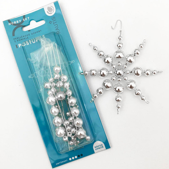 Glass Bead Ornament DIY Project Kit ~ Snowflake ~ Silver ~ Czech Instructions