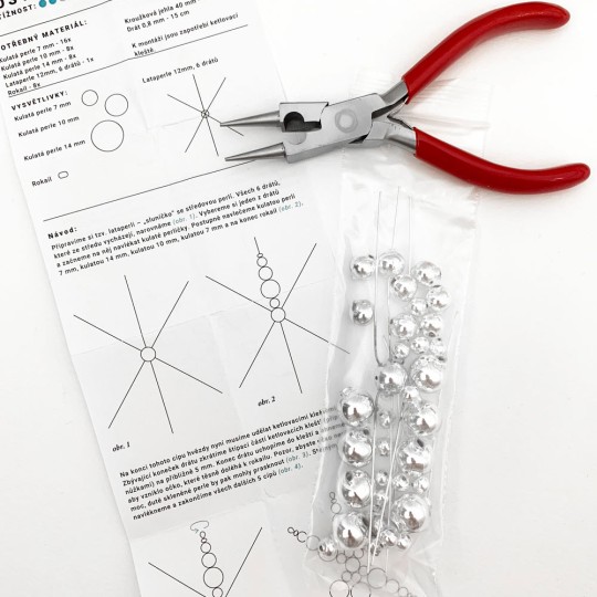 Glass Bead Ornament DIY Project Kit ~ Snowflake ~ Silver ~ Czech Instructions