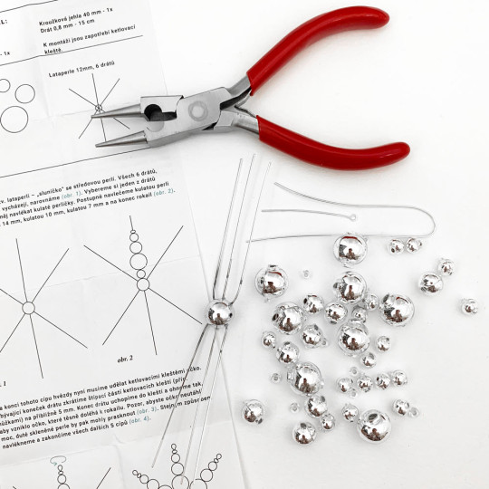 Glass Bead Ornament DIY Project Kit ~ Snowflake ~ Silver ~ Czech Instructions