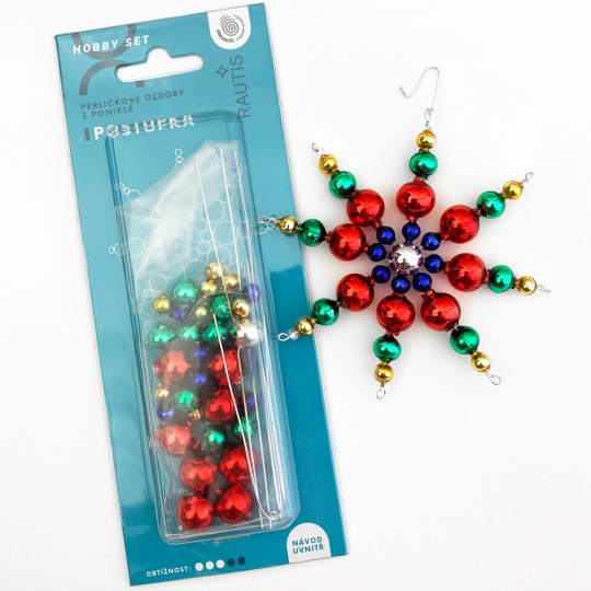 Glass Bead Ornament DIY Project Kit ~ Snowflake ~ Multi-Colored ~ Czech Instructions