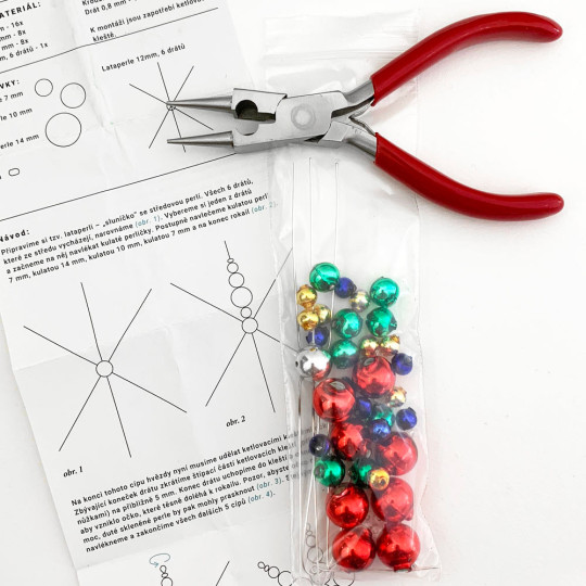 Glass Bead Ornament DIY Project Kit ~ Snowflake ~ Multi-Colored ~ Czech Instructions