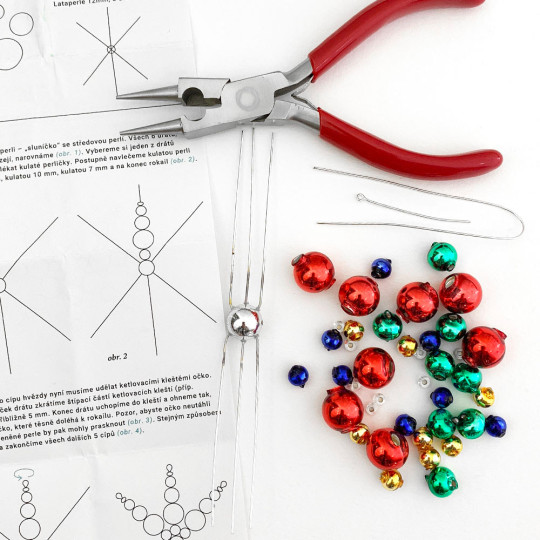Glass Bead Ornament DIY Project Kit ~ Snowflake ~ Multi-Colored ~ Czech Instructions