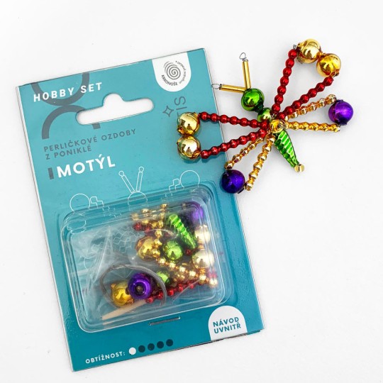 Glass Bead Ornament DIY Project Kit ~ Butterfly ~ Multi-Colored ~ Czech Instructions