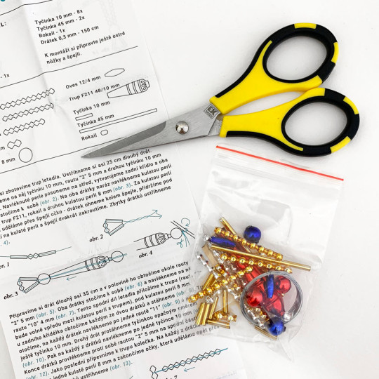 Glass Bead Ornament DIY Project Kit ~ Airplane ~ Multi-Colored ~ Czech Instructions