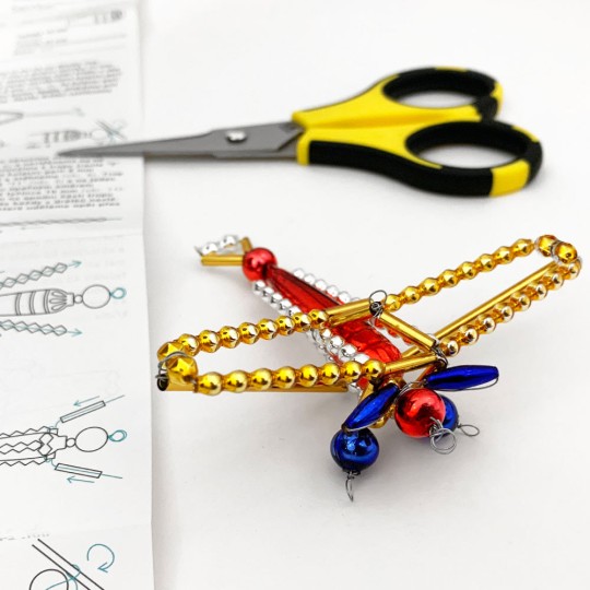 Glass Bead Ornament DIY Project Kit ~ Airplane ~ Multi-Colored ~ Czech Instructions