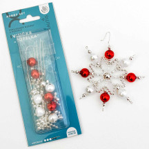 Glass Bead Ornament DIY Project Kit ~ Cinderella Snowflake ~ Silver and Red ~ Czech Instructions
