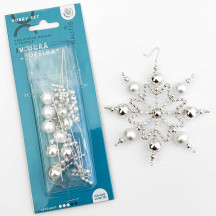 Glass Bead Ornament DIY Project Kit ~ Cinderella Snowflake ~ Silver and Matte White ~ Czech Instructions