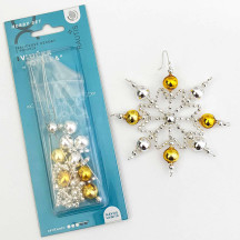 Glass Bead Ornament DIY Project Kit ~ Cinderella Snowflake ~ Silver and Gold ~ Czech Instructions