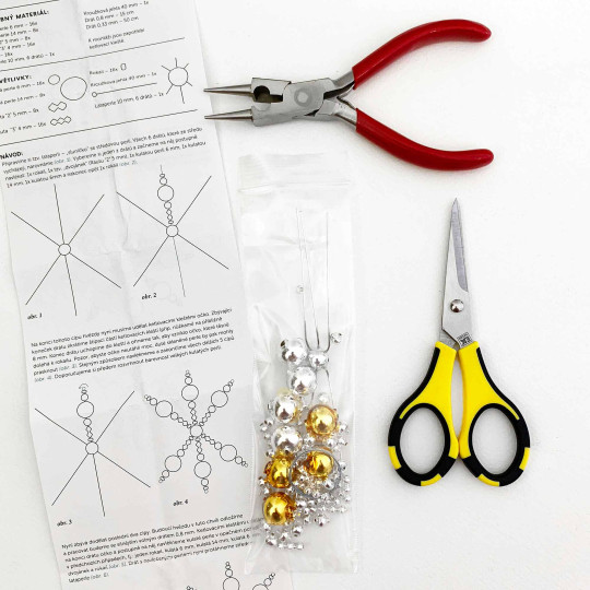 Glass Bead Ornament DIY Project Kit ~ Cinderella Snowflake ~ Silver and Gold ~ Czech Instructions