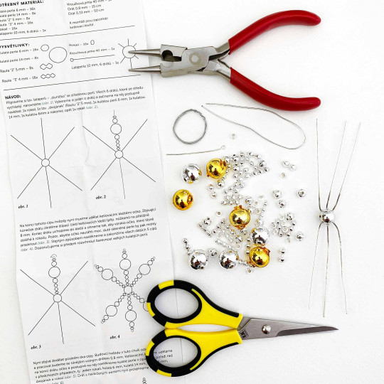 Glass Bead Ornament DIY Project Kit ~ Cinderella Snowflake ~ Silver and Gold ~ Czech Instructions