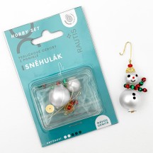 Glass Bead Ornament DIY Project Kit ~ Snowman ~ Red & Green Scarf ~ Czech Instructions