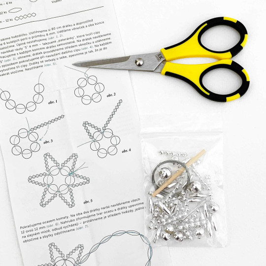 Glass Bead Ornament DIY Project Kit ~ Comet ~ Silver ~ Czech Instructions