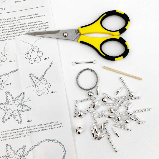 Glass Bead Ornament DIY Project Kit ~ Comet ~ Silver ~ Czech Instructions