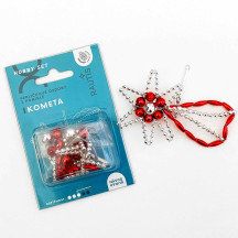 Glass Bead Ornament DIY Project Kit ~ Comet ~ Silver and Red ~ Czech Instructions