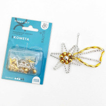 Glass Bead Ornament DIY Project Kit ~ Comet ~ Silver and Gold ~ Czech Instructions