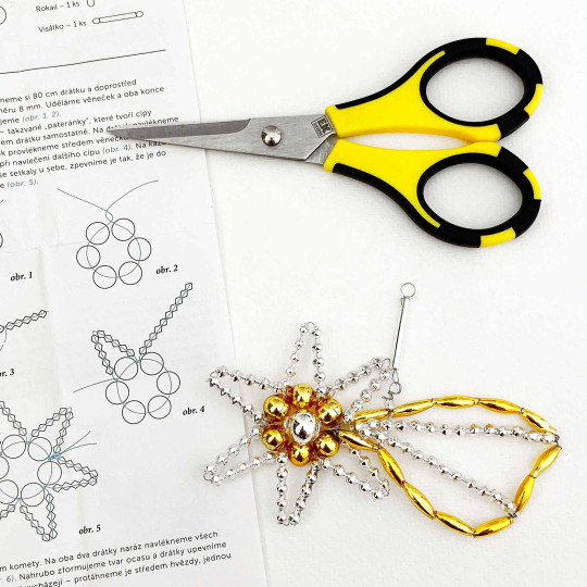 Glass Bead Ornament DIY Project Kit ~ Comet ~ Silver and Gold ~ Czech Instructions