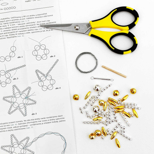 Glass Bead Ornament DIY Project Kit ~ Comet ~ Silver and Gold ~ Czech Instructions