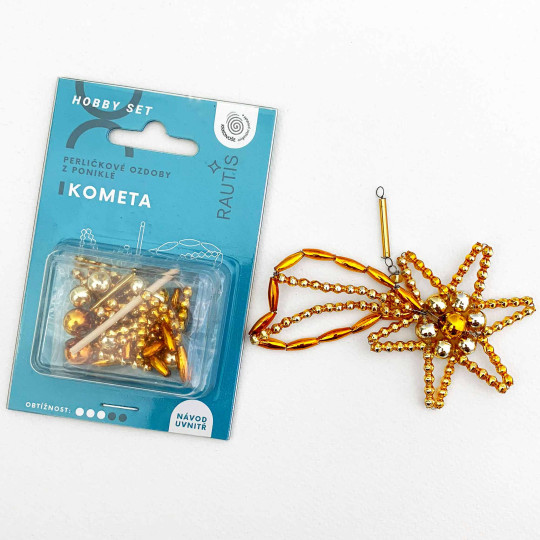 Glass Bead Ornament DIY Project Kit ~ Comet ~ Golden Tones ~ Czech Instructions