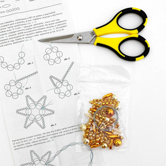 Glass Bead Ornament DIY Project Kit ~ Comet ~ Golden Tones ~ Czech Instructions