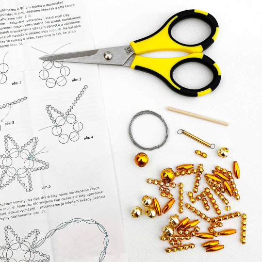 Glass Bead Ornament DIY Project Kit ~ Comet ~ Golden Tones ~ Czech Instructions