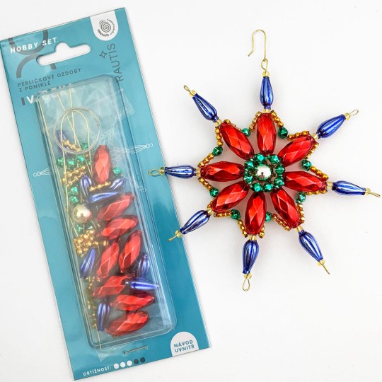 Glass Bead Ornament DIY Project Kit ~ Fancy Snowflake ~ Multi-Colored ~ Czech Instructions