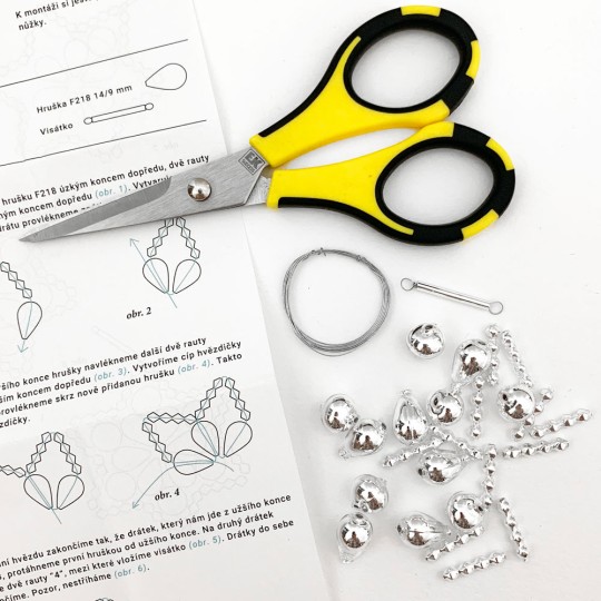 Glass Bead Ornament DIY Project Kit ~ Flower Star ~ All Silver ~ Czech Instructions