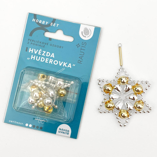 Glass Bead Ornament DIY Project Kit ~ Flower Star ~ Silver and Gold ~ Czech Instructions
