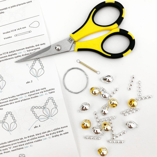 Glass Bead Ornament DIY Project Kit ~ Flower Star ~ Silver and Gold ~ Czech Instructions