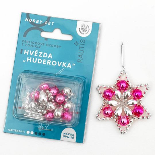 Glass Bead Ornament DIY Project Kit ~ Flower Star ~ Silver and Pink ~ Czech Instructions