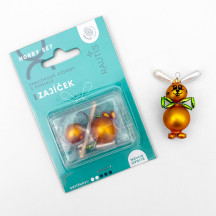 Glass Bead Ornament DIY Project Kit ~ Goldenrod Bunny with Green Bow ~ Czech Instructions